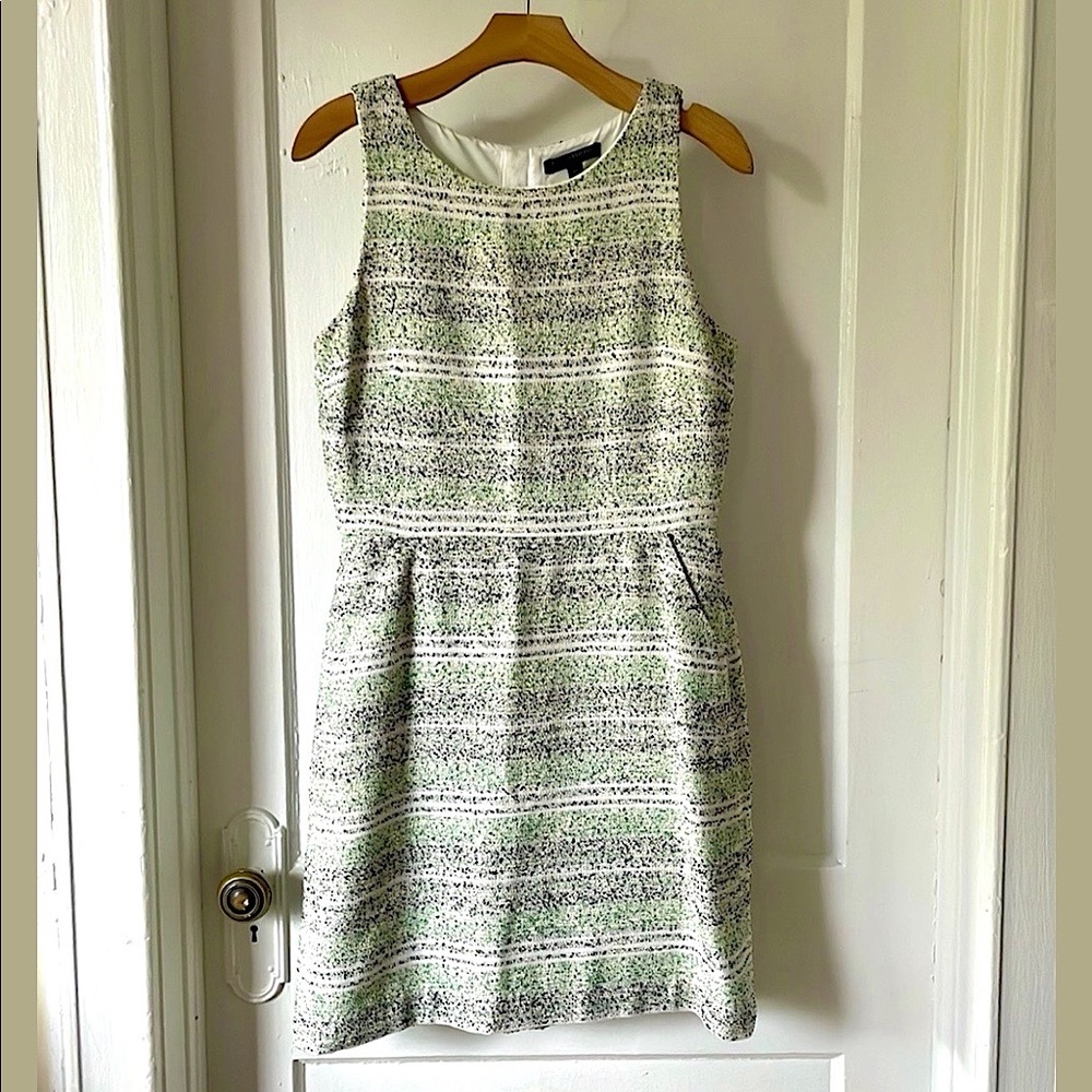 Banana Republic Textured Green and Blue Boucle Knit Sheath Dress